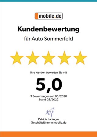 5 Sterne Kundenbewertung Auto Sommerfeld